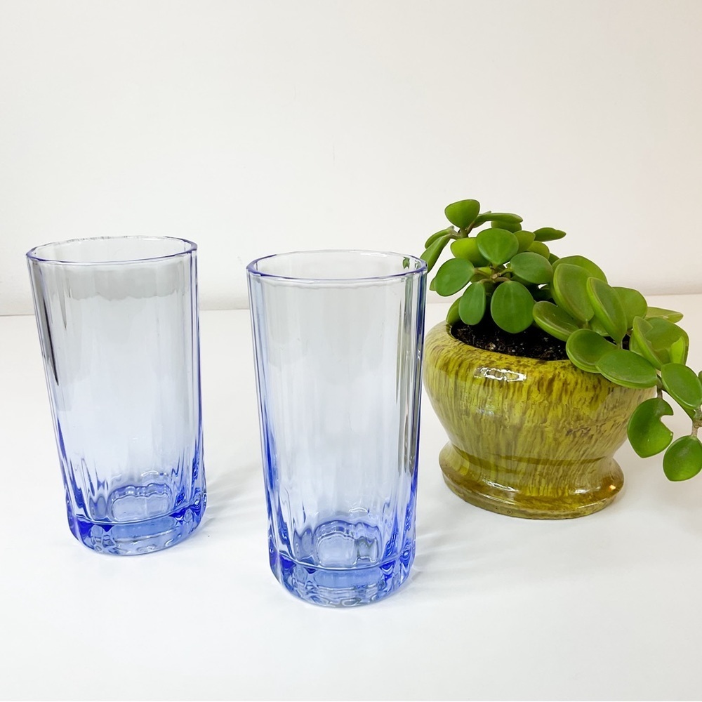 Vintage Blue Turkish Glass - Beautiful Heavy Glass - Made In Turkey - Set Of 2